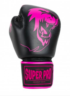 Super Pro Combat Gear Warrior Leder Boxhandschuhe black/pink