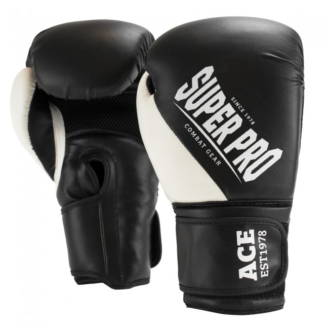 Super Pro Combat Gear ACE (Kick)Boxhandschuhe black/white | Boxhandschuhe  Kunstleder | Boxhandschuhe Arten | Boxhandschuhe