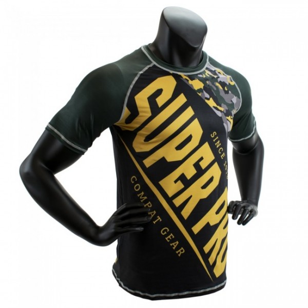 Super Pro Combat Gear T-Shirt Sublimation Camo Schwarz/Grün/Gold