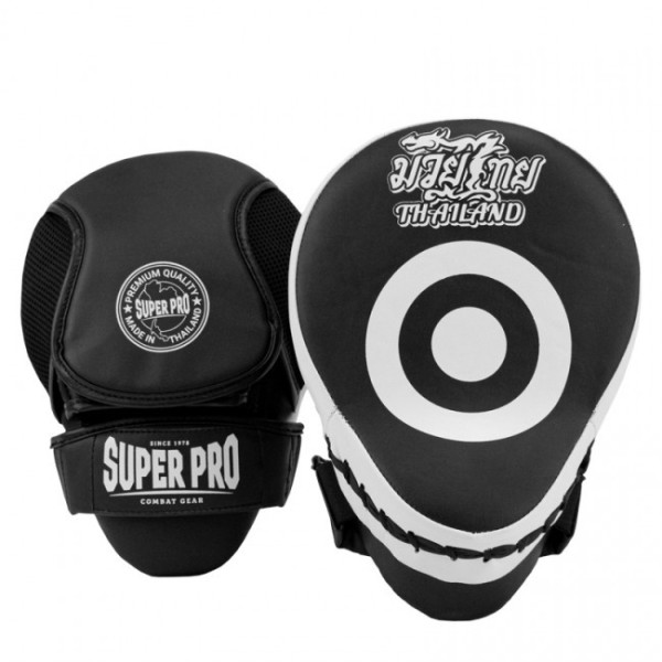 SUPER PRO COMBAT GEAR LEATHER FOCUS PADS PATTAYA MADE IN THAILAND BLACK (PAIR)